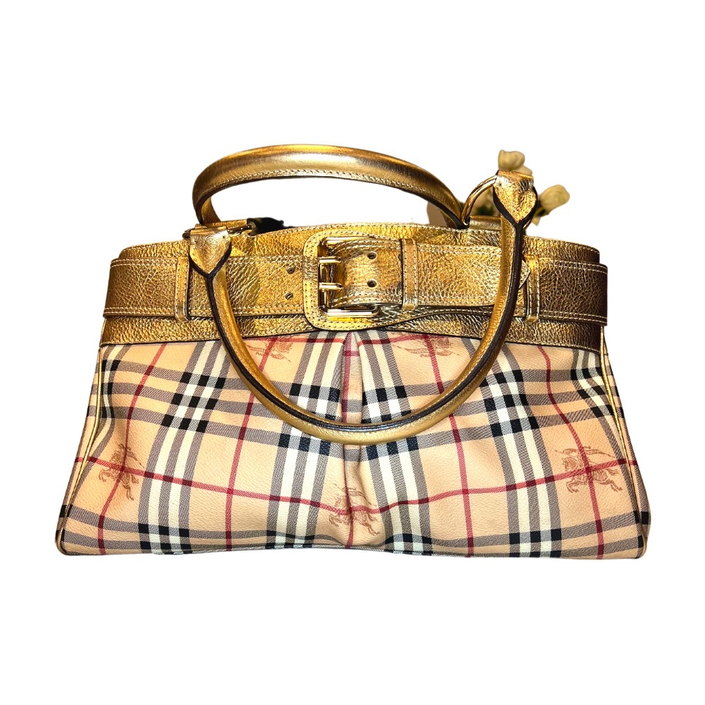 Burberry Gold Shoulder Bag with Belt Buckle